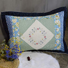 Load image into Gallery viewer, KASENTEX 100% Cotton Sham Floral Patchwork Design, Soft & Machine Washable, Two Standard Shams 20x26, Coastal Blue