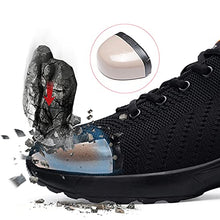 Load image into Gallery viewer, FENLERN Steel Toe Shoes Women Lightweight Air Cushion Safety Sneakers Comfortable Slip Resistant Work Sneakers Safety Toe Tennis Shoes Indestructible Shoe(10.5 Wide, Black)
