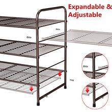 Load image into Gallery viewer, Simple Trending 3-Tier Stackable Shoe Rack, Expandable & Adjustable Shoe Shelf Storage Organizer, Wire Grid, Bronze