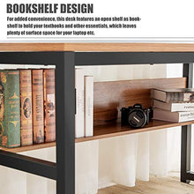 Load image into Gallery viewer, TOPSKY 55" Computer Desk with Bookshelf/Metal Desk Grommet Hole Cable Cover (Industrial/Rustic Brown)