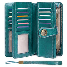 Load image into Gallery viewer, SENDEFN Wallets for Women Genuine Leather Credit Card Holder with RFID Blocking Large Capacity Wristlet