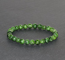 Load image into Gallery viewer, Chrome Diopside Bracelet 6.5mm Green Chrome Diopside Beaded Natural Gemstone Bracelet Handmade Unisex Bracelet Peace & Tranquility Bracelet