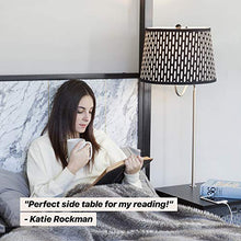 Load image into Gallery viewer, Brightech Madison - Narrow Nightstand with Built in Lamp, USB Port & Shelves for Bedrooms - Mid Century Modern End Table & Attached Floor Lamp for Living Rooms - Side Table & Reading Light - Black