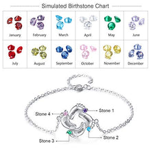 Load image into Gallery viewer, kaululu Personalized Gifts for Mom Charm Birthstone Bracelets for Women with 4 Baby feet Custom Women's Name Bracelet Adjustable for Mother Wife Grandma Mother's Day Birthday Gift
