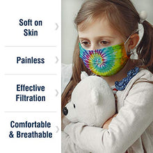Load image into Gallery viewer, WeCare Individually Wrapped Kids Face Masks - 50 Pack - Soft on Skin - Disposable, 3 Ply - 5.7" x 3.7" Children's Size - 3 Layer Protectors with Elastic Earloops - Latex Free - Tie Dye