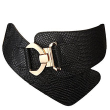Load image into Gallery viewer, JASGOOD Wide Elastic Stretch Waist Belt Women's Adjustable Fashion Snake Pattern Dress Belt(Black,Suit Waist 25-28 Inch)