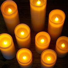 Load image into Gallery viewer, RY King Battery Operated Flameless Candles 4" 5" 6" 7" 8" 9" Set of 9 Real Wax Pillar LED Flickering Candles with Remote Control and Timer