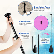 Load image into Gallery viewer, Crew Axel Inflatable Stand Up Paddle Board (6” Thick) Non Slip SUP W Premium Backpack, 3 Fins, Floating Paddle, Pump, & Leash (10’ x 30” x 6”) Light Weight (17lb) Wide Stance Kids & Adults (Pink)