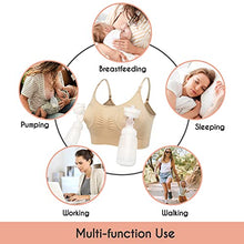 Load image into Gallery viewer, haakaa Pumping Bra Hands Free 3-in-1 Nursing Bras for Breastfeeding, Adjustable Wireless Comfortable Breastfeeding Bra, Suitable for Medela,Lansinoh,Philips Avent,Spectra etc(1 Pack, Beige, Large)