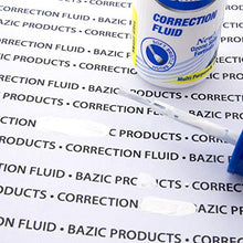 Load image into Gallery viewer, BAZIC Correction Fluid, Soft Bristle Brush & Precise Metal Tip Applicator, Fine Point Corrections Pen White Out Wipe Out Liquid (2/Pack), 2-Packs