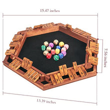 Load image into Gallery viewer, AMEROUS Upgraded 1-6 Players Shut The Box Dice Game, Wooden Board Table Math Game with 16 Dice, Shut-The-Box Rules, Gift Box Packed, Board Game for Kids Adults, Family Classroom Home Party or Pub