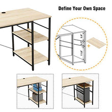 Load image into Gallery viewer, Bestier 95.5"L-shaped Desk with Storage Shelves,Adjustable 2 Person Desk L- shaped Corner Computer desk or Extra Long Desk with Shelves, Multi-Usage LargeTables Desk for Home Office Gaming Study (Oak)