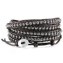 Load image into Gallery viewer, MOWOM Alloy Genuine Leather Bracelet Bangle Cuff Rope for Women Boys Kids Gemstone Beads Braided 3 Wraps & 5 Wraps Stone Adjustable Handmade Jewelry Gift