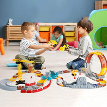 Load image into Gallery viewer, VEARMOAD Race Car Track Toy 225 Pieces, Flexible Train Track Set for 2 3 4 5 Years Old Boys Girls, Toys Playset with 2 LED Race Cars and 3 Mini Construction Vehicles, Construction Toy Gift for Kids