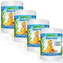 Load image into Gallery viewer, Ravel Bamboo Unscented Diaper Liners - 100% Bamboo Disposable Cloth Diaper Inserts, Gently and Soft Biodegradable, Chlorine & Dye and Fragrance Free- 100 Sheets Per Roll, (4PK) 400 - (4 Roll, Bamboo)