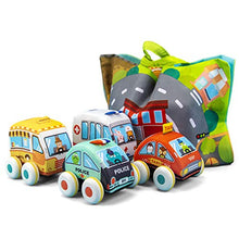 Load image into Gallery viewer, UNIH Pull-Back Vehicle Baby Toys of Soft Plush Car Set with Play Mat (Storage Bag), for Toddlers Aged 1 2 3 Year Old Gift