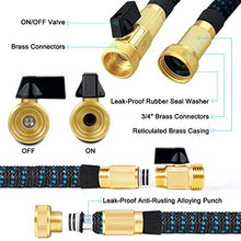 Load image into Gallery viewer, 50ft Garden Hose Expandable Water Hose, 3/4” Solid Brass Fittings & 9 Function Spray Nozzle & Extra Strength Fabric 3-Layers Latex Core, Lightweight Flexible Pocket Hoses for Lawn Plants Car Washing