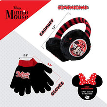 Load image into Gallery viewer, Disney Toddler Winter Earmuffs and Kids Gloves, Minnie Mouse Ear Warmers, Black, Little Girls, Ages 4-7