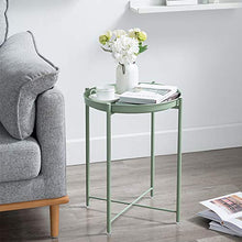 Load image into Gallery viewer, EKNITEY End Table,Folding Metal Side Table Waterproof Small Coffee Table Sofa Side Table with Removable Tray for Living Room Bedroom Balcony and Office (Atrovirens)