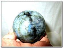 Load image into Gallery viewer, Jet New Natural Labradorite 45-50 mm Ball Sphere Gemstone A+ Hand Carved Crystal Altar Healing Devotional Focus Spiritual Chakra Cleansing Metaphysical