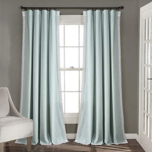 Load image into Gallery viewer, Lush Decor Blue Rosalie Window Curtains Farmhouse, Rustic Style Panel Set for Living, Dining Room, Bedroom (Pair), 108” x 54