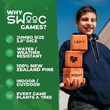 Load image into Gallery viewer, SWOOC Games - Giant Right Center Left Dice Game (All Weather) with 24 Large Chips & Carry Bag - Jumbo Wooden Lawn Game - Big Backyard Game for Family - Indoor / Outdoor