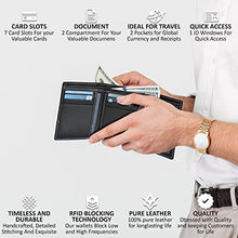 Load image into Gallery viewer, Travel Wallet for Men - Real Leather RFID Trifold Wallet with 7 Card Slots