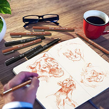 Load image into Gallery viewer, Bianyo Sepia Micro-Pen Fineliner Ink Pens, Water-Resistant Archival Ink Pens for Watercolor Paint, Designing by Art Marker, Comics, Lettering, Journals, Illustration, Graphics, Sketching, Set of 9