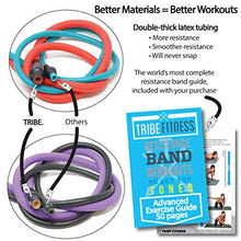 Load image into Gallery viewer, Tribe 11PC Premium Resistance Bands Set, Workout Bands - with Door Anchor, Handles and Ankle Straps - Stackable Up To 105 lbs - For Resistance Training, Physical Therapy, Home Workouts, Yoga, Pilates