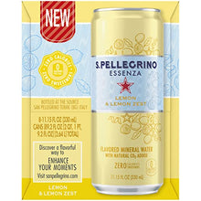 Load image into Gallery viewer, S.Pellegrino Essenza Lemon Lemon Zest Flavored Mineral Water, 11.15 fl oz. Cans (8 Count)