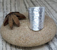 Load image into Gallery viewer, Hammered Shiny Handmade Sterling Silver Large Long Boho Statement Ring, Wide Band Wrap Adjustable to Sizes 6-12,Also as Thumb Ring, Gift for Her