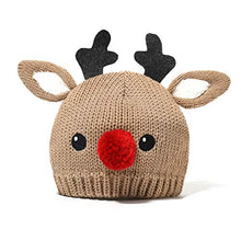 Load image into Gallery viewer, accsa Baby Unisex Rudolph Red Nose Reindeer Beanie Hat Fleece Lining Age 0-12M