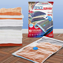 Load image into Gallery viewer, Spacesaver Premium Vacuum Storage Bags. 80% More Storage! Hand-Pump for Travel! Double-Zip Seal and Triple Seal Turbo-Valve for Max Space Saving! (Small 10 Pack)