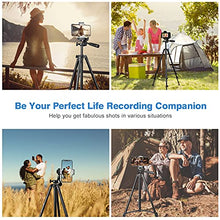 Load image into Gallery viewer, UBeesize 50” Phone Tripod Stand, Aluminum Lightweight Tripod for Camera and Phone, Cell Phone Tripod with Phone Holder and Carry Bag, Compatible with iPhone & Android