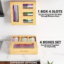 Load image into Gallery viewer, SpaceAid Bag Storage Organizer for Kitchen Drawer, Bamboo Organizer, Compatible with Gallon, Quart, Sandwich and Snack Variety Size Bag (4 Pack)