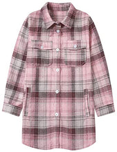 Load image into Gallery viewer, Little Girls Long-Sleeve Flannel Shirt Casual Button Up Buffalo Plaid Long Shirts, Long-Pink Plaid, 5-6 Years = Tag 130