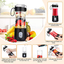 Load image into Gallery viewer, Aitsite Portable Blender, Personal Mixer Fruit Rechargeable USB with 2 Straws, Mini Blender for Smoothie, Fruit Juice, Milk Shakes 380ml, Six 3D Blades for Great Mixing (Black)