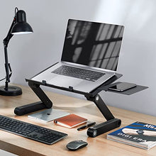 Load image into Gallery viewer, HUANUO Adjustable Laptop Stand, Laptop Desk for up to 15.6" Laptops, Portable Laptop Table Stand with 2 Strengthened CPU Fans, Detachable Mouse Pad, Ergonomic Lap Desk, TV Bed Tray, Standing Desk