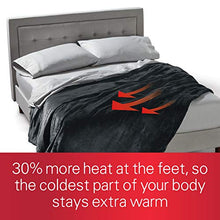 Load image into Gallery viewer, Sunbeam Heated Blanket | Queen Size Cozy Feet | Soft Velvet, 4 Customizable Heat Zones (Body, Feet, Left, Right) with Dual Controllers, 25 Heat Settings, Preheat, and Auto-Off | Slate Grey