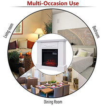 Load image into Gallery viewer, HOMCOM Freestanding Electric Fireplace Heater with Mantel, Wood, 1400W, 30" H, Beige