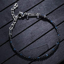 Load image into Gallery viewer, QLEESI Hematite Bracelet Designs from Italy, 6.99Inches - 8.59Inches, 2mm Natural Black Bead Cuff with Adjustable Lobster Clasp, Magnetic Hematite Bangle for Mens and Womens (Blue Plated)
