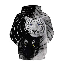 Load image into Gallery viewer, TAKUSHI HF Unisex Fashion Galaxy 3D Digital Printed Pullover Hoodies Hooded Sweatshirts for Sport and Party(Black and White Tiger,S/M)