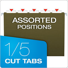 Load image into Gallery viewer, Pendaflex Hanging File Folders, Letter Size, Standard Green, 1/5-Cut Adjustable Tabs, 25 Per Box (81602), Standard Green - 1/5 Tabs