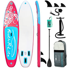 Load image into Gallery viewer, FEATH-R-LITE Inflatable Stand Up Paddle Board 10'6''x30''x6'' Ultra-Light (18.9lbs) ISUP with Paddleboard Accessories,Fins,Adjustable Paddle, Pump,Backpack, Leash, Waterproof Phone Bag (Pink) (Pink)