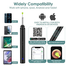 Load image into Gallery viewer, Ear Wax Removal Tool Camera, Smart Visual Ear Cleaner, 1296P FHD Wireless Ear Otoscope with 6 LED Lights, IP67 Waterproof WiFi Ear Cleaning Kit, Ear Camera for iPhone, iPad, Android Smart Phone, Black