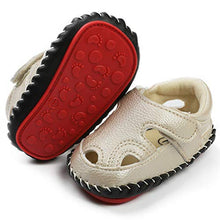 Load image into Gallery viewer, TIMATEGO Baby Boys Girls Sandals Non Slip Soft Sole Outdoor Athletic Shoes Infant Toddler First Walker Crib Summer Shoes 3-18 Months, Baby Sandals 12-18 Months Toddler, 05 Gold