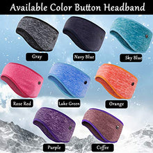 Load image into Gallery viewer, 8 Pieces Ear Warmer Headbands with Buttons Winter Fleece Running Headband Fleece Earmuffs Sport Headband Winter Ear Covers for Men Women (Lined Style)