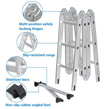 Load image into Gallery viewer, Luisladders Folding Ladder Multi-Purpose Aluminium Extension 7 in 1 Step Heavy Duty Combination EN 131 Standard (12.5 Feet)
