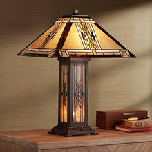 Load image into Gallery viewer, Drake Tiffany Style Table Lamp with Nightlight Mission Bronze Stained Glass for Living Room Family Bedroom Bedside - Franklin Iron Works