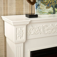 Load image into Gallery viewer, SEI Furniture Calvert Electric Carved Floral Trim Fireplace, Ivory